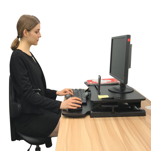 Instant Standing Desk Sit-Stand Desk Converter for Laptop, 1 or 2 Desktop,  Stepless Any height lock Height Adjustable, Ergonomic, Gas Spring Arm, Free